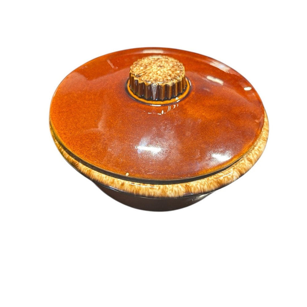 Hull Brown Drip Ceramic Casserole Dish Oven Proof Bean Pot 1.5 Qt vintage